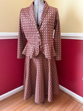 Heart of Haute Rust Geometric Pattern Diva Jacket & Circle Skirt - L/XL
